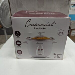 Continental Electric Rice Cooker | 6-Cup, Keep Warm, Glass Lid